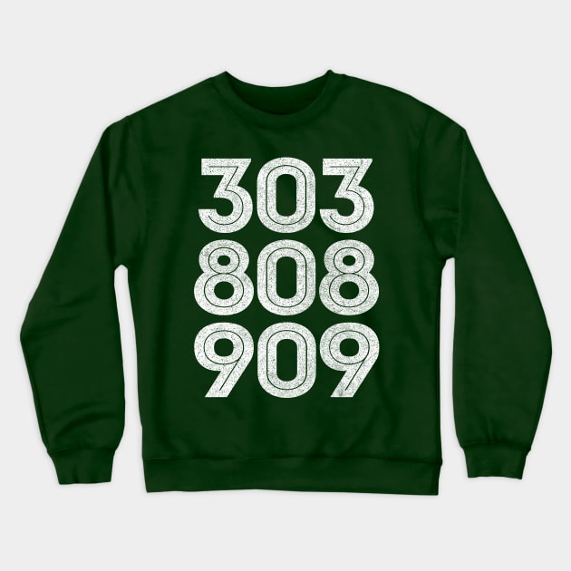 303, 808, 909 Synth / Faded Style Drum Machine Design Crewneck Sweatshirt by DankFutura